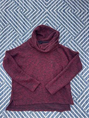 bobi Marled Red and Black Cowl Neck Sweater
